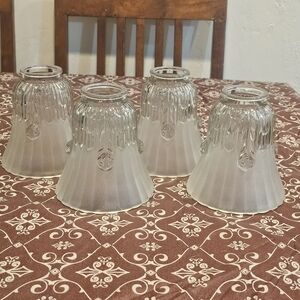 VINTAGE MURRAY FEISS FROSTED GLASS EMBOSSED LIGHT/CEILING FAN SHADE - SET OF 4